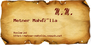 Metner Mahália névjegykártya